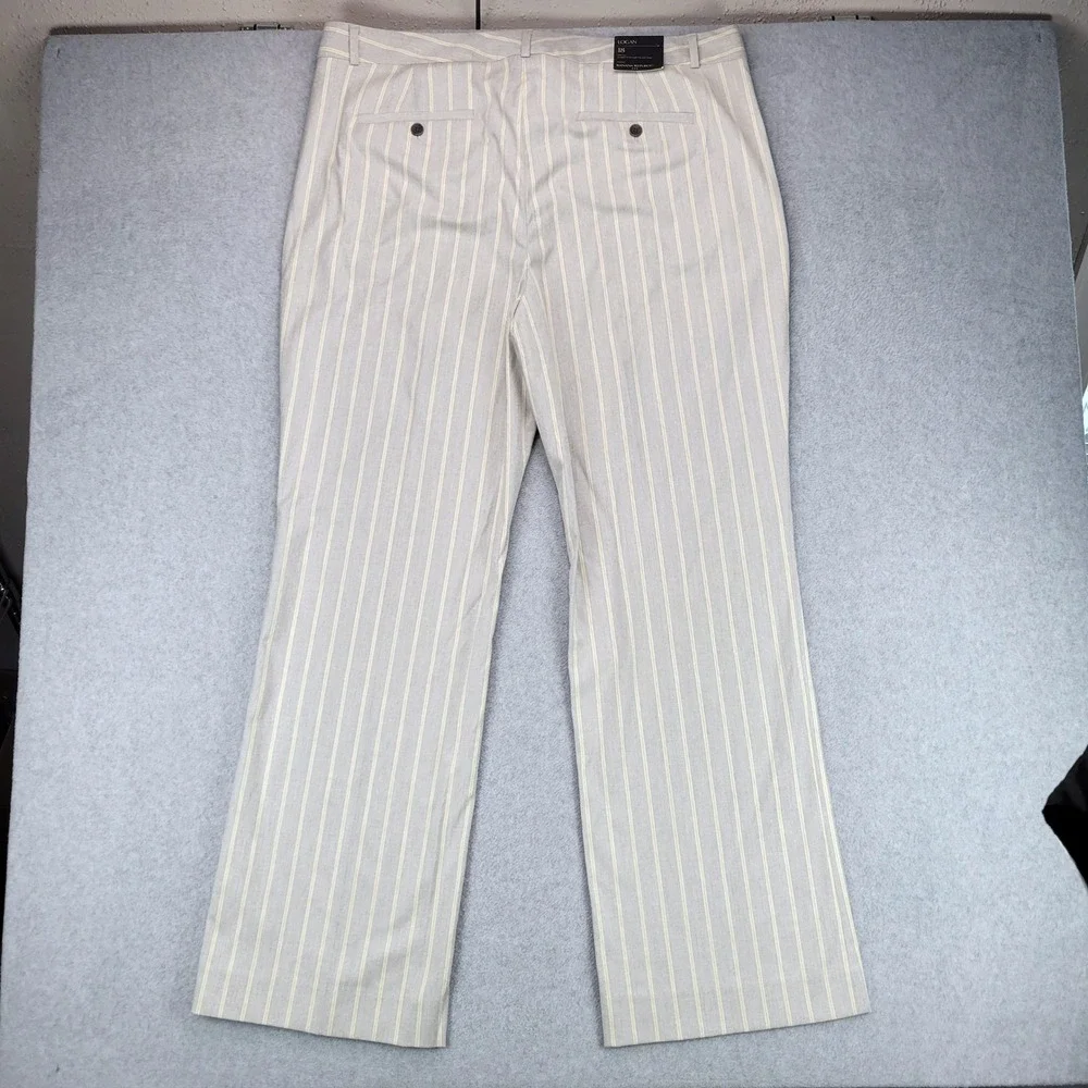 Banana Republic Logan Dress Pants Womens 18 Grey Yellow Pinstripe Linen Blend